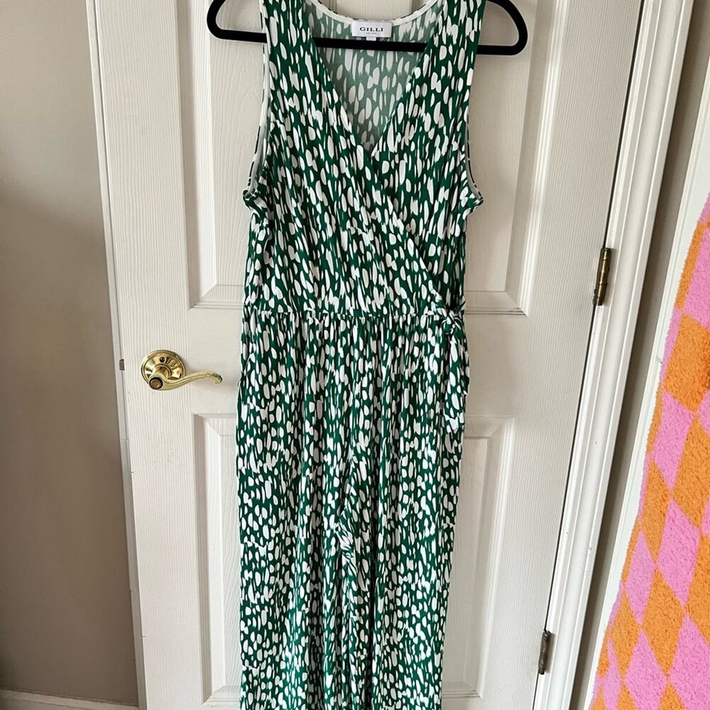 Gilli Green and White and Green Sleeveless Jumpsuit (L)
